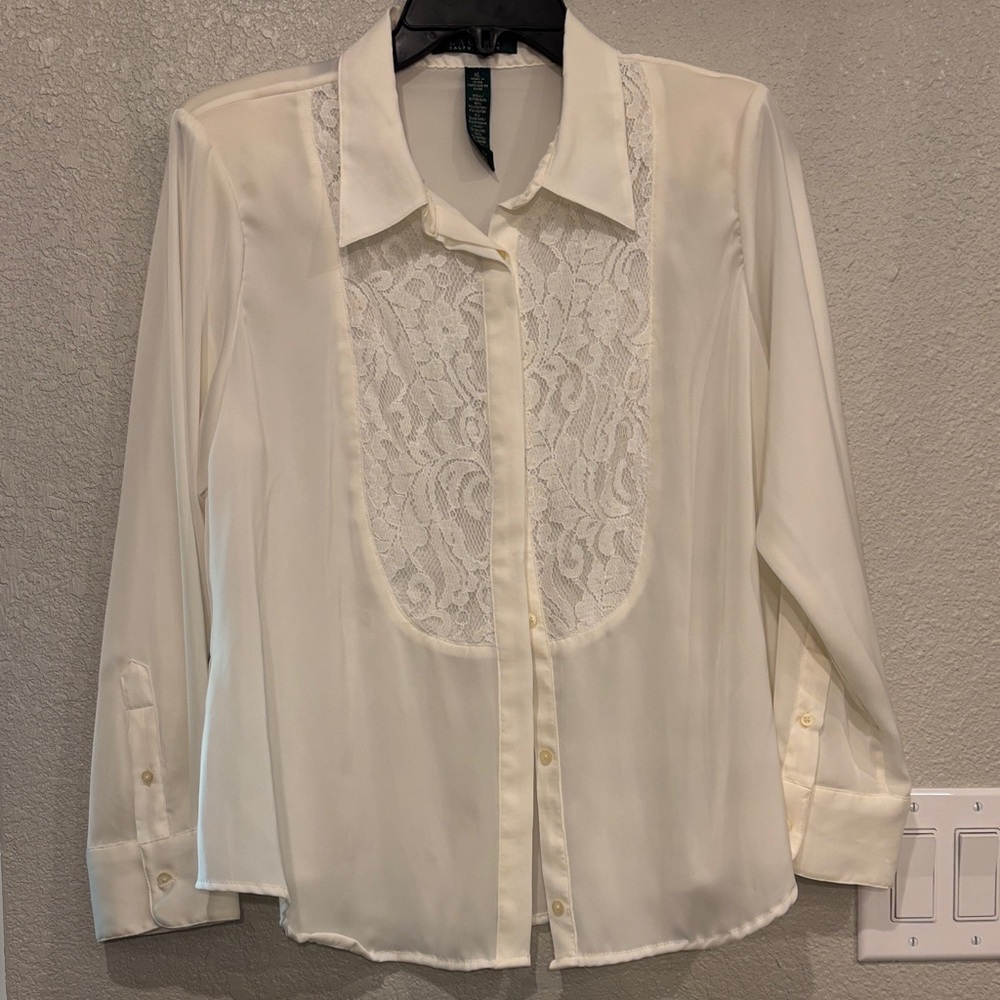 Lauren Ralph Lauren Elegant White Lace Women's Blouse